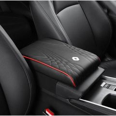◆ルノー RENAULT◆ブラック/レッドエッジ◆アームレストマット コンソールボックスパッド 形状記憶 肘置きカバー 収納ボックスマット 革製