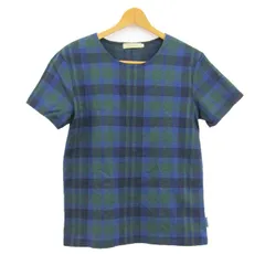 クロコダイル カットソー シャツ 7分袖 コットン100% ブランド トップス 日本製 レディース Mサイズ グリーン×ブルー CROCODILE 【中古】