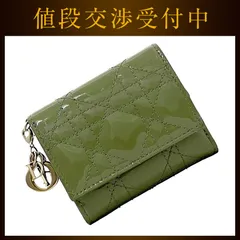 クリスチャン ディオール 三つ折り 財布 カーキ グリーン レディディオール