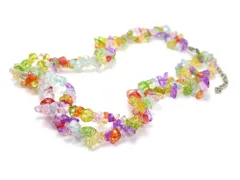 クラック水晶 マルチカラー ネックレス パワーストーン 天然石 レディース さざれ 45cm アクセサリー メンズネックレス