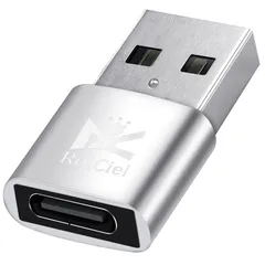 RoiCiel (ディアルズシーリズ)Type C(メス)からType A(オス)へ小型変換アダプター/変換コネクターType C (メス) to USB A (オス) 急速充電(Max3A)/高速データ転送(480Mbps)/OTG機能対応