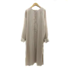 ナノユニバース nano universe ワンピース ロング丈 長袖 ラウンドネック 無地 2way S ベージュ /YS26 ■MO