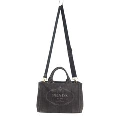 プラダ/PRADA カナパ デニム地 2WAY ショルダーバッグ ハンドバッグ ブラック  サイズ ユニセックス表記なし