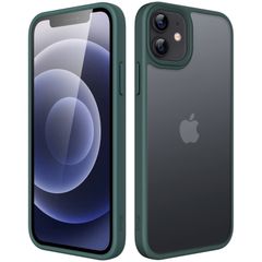JEDirect マットケース iPhone 12/12 Pro 6.1インチ 耐衝撃性ミリタリーグレードの落下防止 つや消しの半透明の背面電話カバー 指紋防止 (濃い緑色)