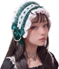 coco plaza ロリータ ヘッドドレス カチューシャ レース リボン ゴスロリ 髪飾り 萌え メイド(green,  普通)