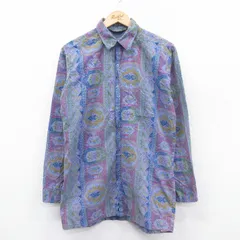 古着 ルティグレ 長袖 シャツ レディース 80s 総柄 コットン 薄紺他 ネイビー 25jan15 中古 ブラウス トップス
