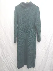 ◇ A day in the life UNITED ARROWS 長袖 膝下丈 ニット ワンピース ダークグリーン系 レディース P  【1407100035984】