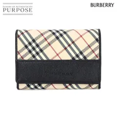未使用 展示品 バーバリー BURBERRY ノバチェック 二つ折り 財布 キャンバス レザー ベージュ ブラック ゴールド 金具 90280861