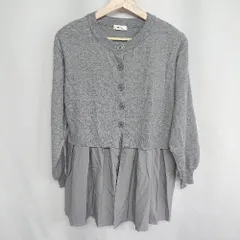 ◇ ⊇ earth music&ecology トップス部分ストレッチ素材 長袖 ミニ ワンピース サイズM グレー レディース E  【1409240012016】