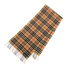 Burberry's バーバリーズ  マフラー  ベージュ ノバチェック柄 フリンジ カシミヤ100％ レディース　241005004974