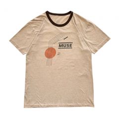 00s MUSE Black Holes and Revelations バンドTシャツ リンガーTシャツ 幾何学模様 アート ミスプリ シングルステッチ ブラウン 霜降り
