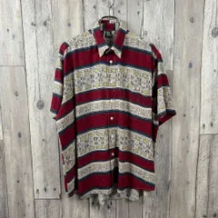 OLD unknown 90s ヴィンテージ アート柄 半袖 ボーダー シャツ