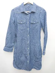 ◇ ◎ 無印良品 デニム 長袖 ミニ丈 ワンピース サイズF ブルー系 レディース P  【1406240042388】