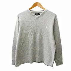 ポロ バイ ラルフローレン Polo by Ralph Lauren Tシャツ カットソー 長袖 Ⅴネック ロゴ刺繍 ワンポイント L グレー 0123 ■GY09