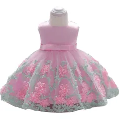 ☆ ピンク ☆ 80CM ☆ 子供 ドレス ベビードレス キッズ ドレス キッズドレス ベビードレス 子どもドレス 子供ドレス チュールスカート フォーマルドレス お花刺繍 子供服 シンプル かわいい おしゃれ 袖なしドレス 女の子 赤ちゃん ワンピース