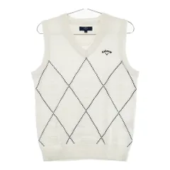 サイズ：L CALLAWAY キャロウェイ  ウール混 Vネック ニットベスト アーガイル柄 ホワイト系 [240101510553] ゴルフウェア レディース ストスト