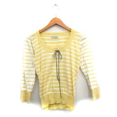 バーニーズニューヨーク BARNEYS NEW YORK カットソー Tシャツ 七分袖 リボン ボーダー イエロー 黄 /KT31のサムネイル