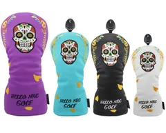 1点 ゴルフヘッドカバー ドライバー DR 460cc 440cc ウッド FW用カバー ユーティリティ UT用カバー Mexico メキシコ スカル 単品 白 黒