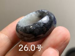 L12-192 訳あり処分品 広幅 黒翡翠 26.0号 ミャンマー産天然 A貨 本翡翠 くりぬき リング