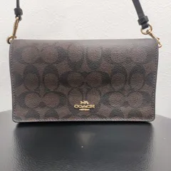 美品★COACH シグネチャー ショルダーウォレット 2way 3036 ダークブラウン