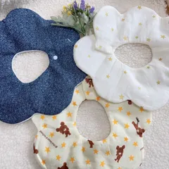 ハンドメイド　よだれかけ　花びらスタイ　もこもこスタイ　ギフトセット