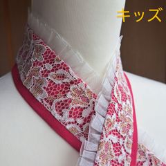 No.708　晴れの日　かわいさアップ　子供用　伊達襟　伊達衿　重ね衿　4WAY　七五三　ひなまつり　お正月　前撮り　マゼンタ　白ゴールド　白　フリル