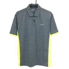 ★特価★【超美品】ナイキ 半袖ポロシャツ 杢グレー×蛍光イエロー サイドメッシュ DRI-FIT メンズ XL ゴルフウェア NIKE
