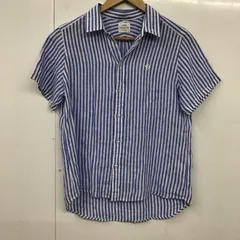 coen コーエン シャツ、ブラウス 半袖 7615-600-8010 2WAYフレンチリネンショートスリーブシャツ ストライプ