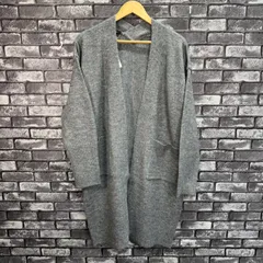 【新品　未使用　タグ付き】　【Bou Jeloud/ブージュルード】　ふわりヤーンニットカーディガン　レディース　トップス　アウター　カーディガン　ロング　ニット　フリーサイズ　グレー