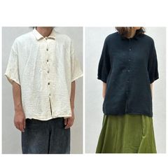 シャツ 半袖 ダブルガーゼ 無地 ガーゼ メンズ レディース 綿 春 夏 羽織り 大人 カジュアル ナチュラル ユニセックス