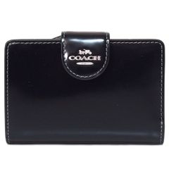 コーチ 財布 COACH レザー ロゴ ミディアム コーナー ジップ ウォレット 二つ折り財布 ブラック×シルバー CW526