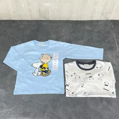 未使用品 スヌーピー キッズ ロングTシャツ 長袖Ｔシャツ 2枚組 サイズ95 白と水色 タキヒヨー PEANUTS 子供服/69480 在★6