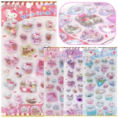 サンリオ プチウォーターinシール ストーン付 シール 水入り クリア 立体 ぷっくり デコ パーツ スマホケース トレカ キャラクター かわいい