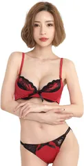 Laulea Akoakoa(ラウレアアコアコア) レディース ブラジャー ショーツ 上下 セット 女性 下着( レッド,  C85)