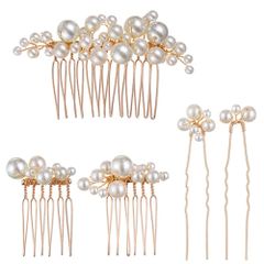 【新着商品】5本セット 3種類 ヘアピン コーム パール髪飾り Uピン ヘアクリップ ウェディング ヘアアクセサリー 髪飾りフォーマル 結婚式/ウェディング/パーティー/子供 卒業式/入学式/花嫁などの髪飾り用