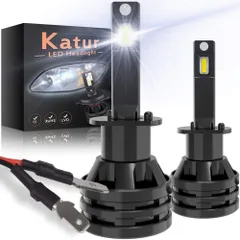 新品 KaTur H1 Ledヘッドライト12V専用２個入りパワーアップバージョンCREEチップ搭載超高輝度ＬＭ12000防水LEDヘッドライト変換キット55W 6500K(ホワイト) 新車検対応 取説書付 (2年. 2個入)