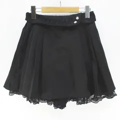 アクシーズファム axes femme 膝上 ミニ キュロットスカート パンツ M 黒系 ブラック レース 刺繍 ポケット 裏地 無地