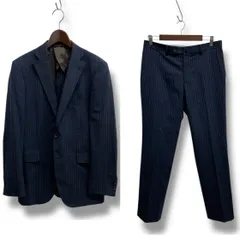 Perfect Suit FActory パーフェクトスーツファクトリー CLASSICO MODEL クラシコモデル セットアップスーツ ストライプ柄 ネイビー 紺 サイズ96 A7 メンズ ゴーゴー古着久喜倉庫店 59 No.498