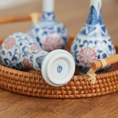 花瓶　中国花瓶　陶芸　青磁 景徳鎮 青花山水花瓶 中国 陶磁器 工芸 - アートの友社