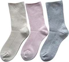 エデン・ジャパン 日本製 靴下 レディース 口ゴムなし ゆったり靴下 足元らくらく 3色3足組 色はお任せC09(ブラック、ピンク、ベージュ、ブルー,  22-24cm)