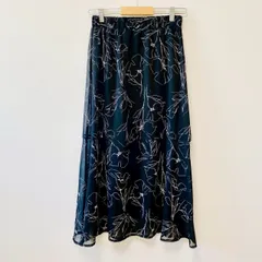 grove グローブ　レディース　スカート　ロングスカート　フレアスカート　ウエストゴム　総柄　花柄　フラワープリント　ブラック　Lサイズ　シフォン生地　上品　フェミニン　大人かわいい　SU32h462