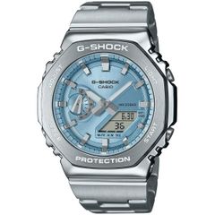 Casio G-SHOCK Octagonal Metal Bezel with Metal Band, Digital-Analog Combination Model, Sky Blue, GM-2110D-2AJF, Authentic Japanese Product