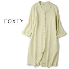 FOXEY NEWYORK◆極上◆秋◆高級ライトカラー フロントボタン ハイゲージ ニット ドレス コート ◆日本製◆フォクシー