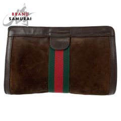 GUCCI グッチ ヴィンテージ シェリーライン オールドグッチ ブラウン スウェード/クラッチバッグ セカンドバッグ 男女兼用 メンズ 406175【中古】