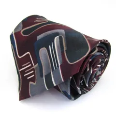 ジバンシィ ブランド ネクタイ パネル柄 シルク メンズ ワインレッド GIVENCHY 【中古】