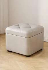 【在庫処分】[NHYGDY] スツール オットマンプーフフットレストチェンジシューズスツール 木製脚付き 足置き台 脚置き収納スツール リビング カラー3 玄関 寝室適用 椅子 脚付きけ 滑り止め 座れる 32*32*23cm ソファスツール ベンチ