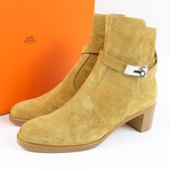100903 HERMES エルメス フレンチ50 ケリーベルト 靴 スエード ショートブーツ シューズ 37 1/2 24.5cm ブーツ