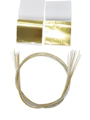 [とくさや] 羽衣 水引 【 日本製 】3色 各10本 金/銀/白 計30本 金箔 ２枚 セット 髪飾り などにも