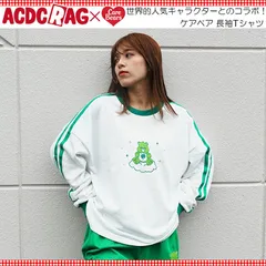 ACDC RAG エーシーディーシーラグ ケアベア ロンT グリーン Ｔシャツ 長袖 原宿 原宿系 ファッション ケアベア コラボ デコラ ポップ 推し活 推し色 jr-cblt-05のサムネイル
