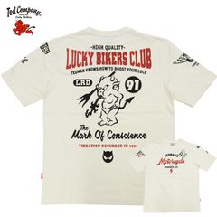 テッドマン 半袖Tシャツ ラッキー・バイカー・クラブ TEDMAN モーターサイクルTシャツ エフ商会 TDSS-571 オフホワイト 新品